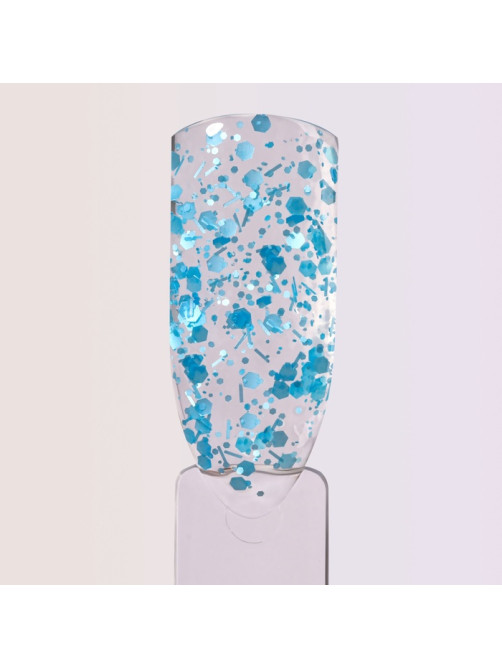 Гель для наращивания, с блёстками, трехфазный, 15 г, LED/UV, прозрачный, голубой