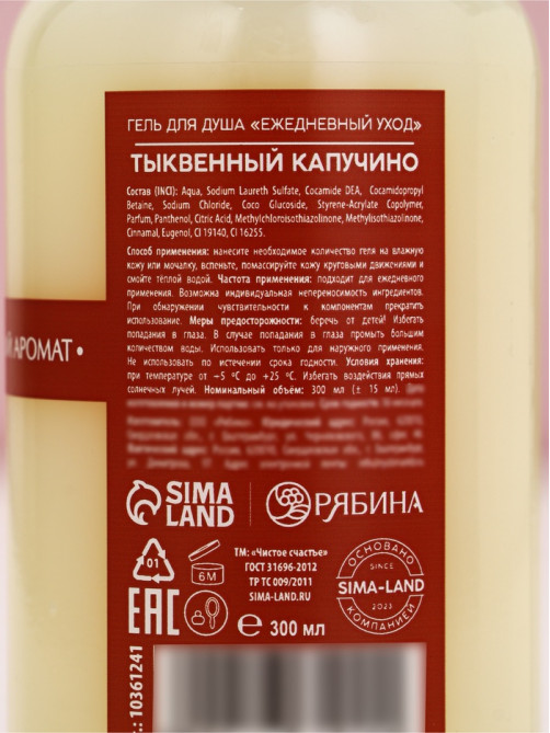 Гель для душа ЧИСТОЕ СЧАСТЬЕ, 300 мл, аромат тыквенный капучино, Новый Год