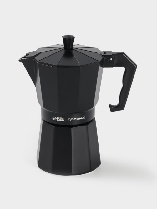 Кофеварка гейзерная Доляна Alum black, на 6 чашек, 300 мл, алюминий, чёрная
