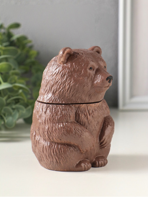 Шкатулка с крышкой для украшений «Медведь», 11×7 см, коричневая