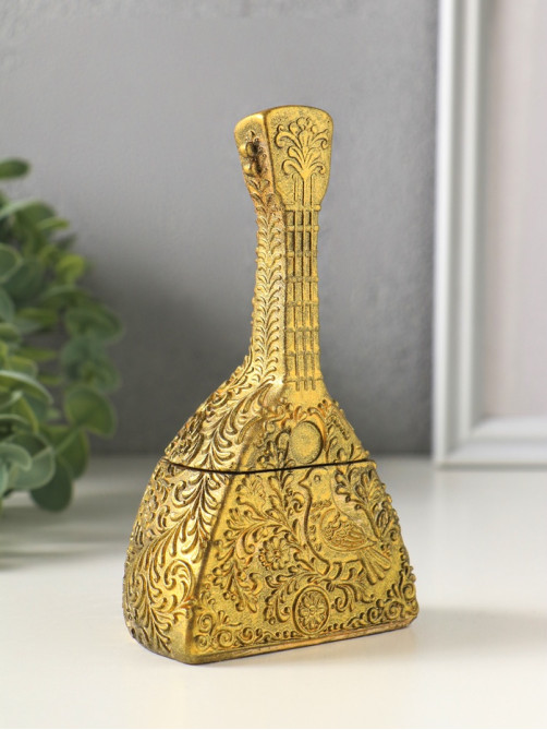 Шкатулка с крышкой для украшений «Балалайка», 14.5×8.5×5.5 см, под золото