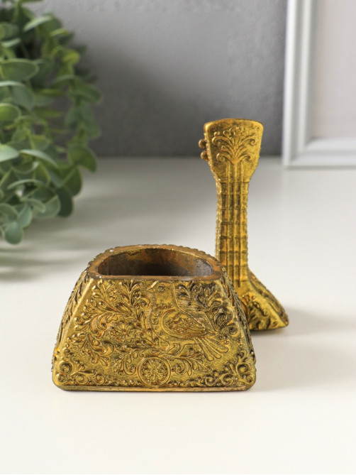 Шкатулка с крышкой для украшений «Балалайка», 14.5×8.5×5.5 см, под золото