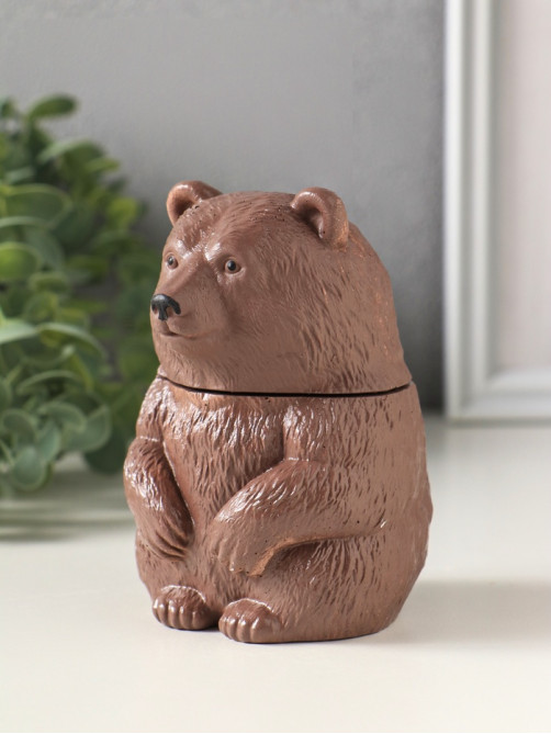 Шкатулка с крышкой для украшений «Медведь», 11×7 см, коричневая