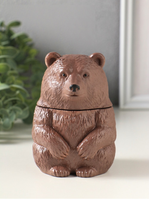 Шкатулка с крышкой для украшений «Медведь», 11×7 см, коричневая