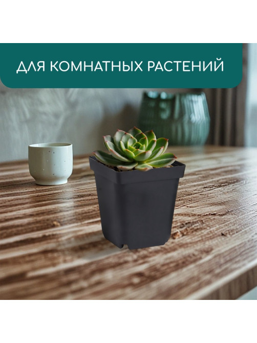 Горшок для рассады, 700 мл, 10×10×12.5 см, пластик, чёрный, Greengo