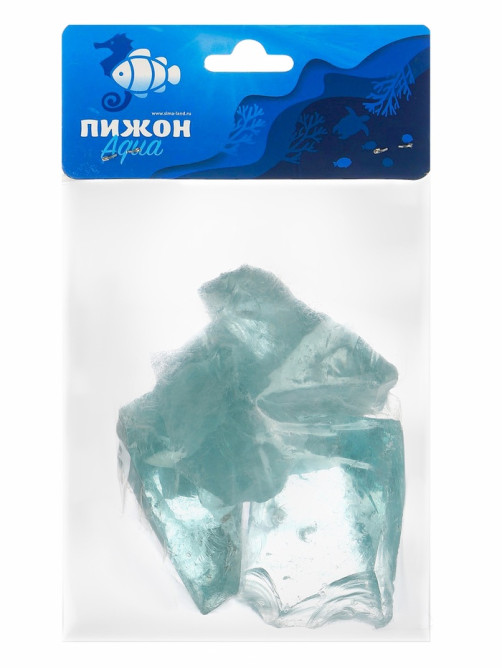 Декоративные камни для аквариума, 3-5 см, 500 г, необработанные, стекло, голубые