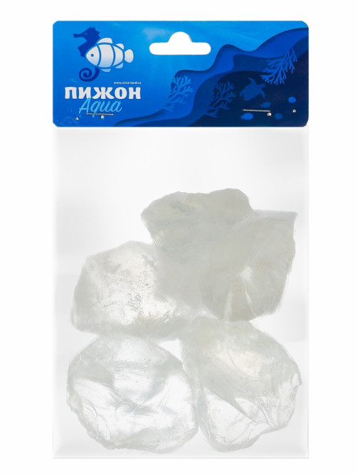 Декоративные камни для аквариума, 3-5 см, 500 г, необработанные, стекло, прозрачные