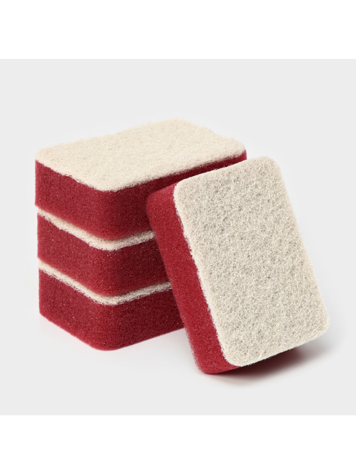 Губка для мытья посуды с ионами серебра Raccoon, 4 шт., 9.5×6.5×3 см