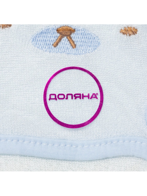 Мочалка варежка детская Доляна «Мишка», для купания, 16 см, голубая