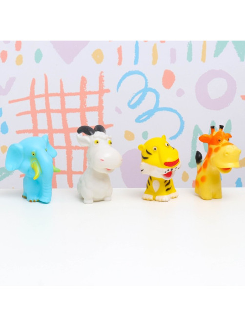 Игрушка-пищалка для купания в ванне «Животные» 4 шт., резиновые, 10 см