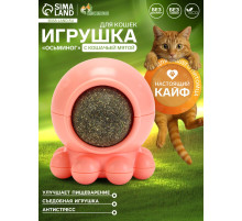 Игрушка с кошачьей мятой для кошек «Осьминог», 5×4 см, на основании, пластик, розовая
