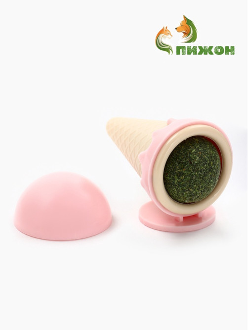 Игрушка для кошек из кошачьей мяты «Мороженое», 5×4 с, на основании, розовая