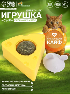 Игрушка для кошек из кошачьей мяты «Сыр», 5×4 см, на основании