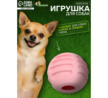 Мяч для собак «Полосатик», 6 см, рифлёный, TPR, розовый
