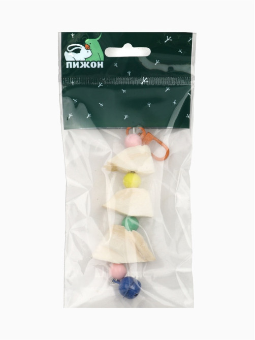 Игрушка для птиц с панцирем каракатицы и бусами, 9×3 см, цвет МИКС