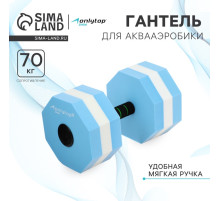 Гантель для аквааэробики ONLYTOP, гексагональная, 27×16×16 см, голубая