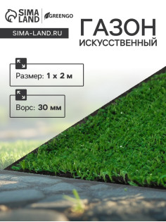 Газон искусственный, ворс 30 мм, 1×2 м, зелёный, Greengo