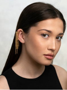 Серьга кафф «Водопад», цвет золото, 10 см