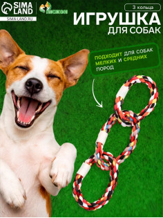Игрушка для собак канатная «3 кольца», тренировочная, до 36 см, до 120 г