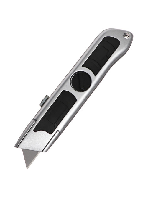 Нож универсальный трапециевидный 19 мм, фиксатор, корпус металл, Zinc-alloy, TOP