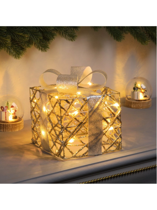 Светодиодная фигура «Подарок» 17×15×15 см, 20 LED, от батареек AAх2, свечение тёплое белое