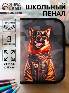 Пенал школьный, 3 секции, 14×21×4 см «Камуфляж»