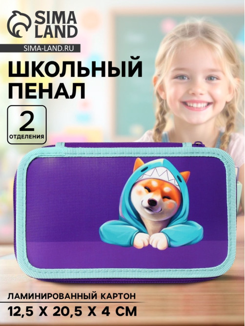 Пенал школьный, 2 секции, 12.5×20.5×4 см «Сиба»