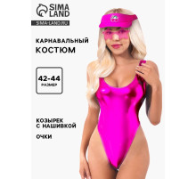 Карнавальный костюм «Огненная штучка»: купальник, козырёк, очки, р-р 42-44