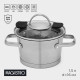Кастрюля Magistro HiTech Steel, 1.5 л, d=16 см, h=10.5 см, с крышкой, слив для воды, капсульное дно, индукция, нержавеющая сталь, серебристая