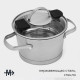 Кастрюля Magistro HiTech Steel, 1.5 л, d=16 см, h=10.5 см, с крышкой, слив для воды, капсульное дно, индукция, нержавеющая сталь, серебристая
