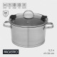 Кастрюля Magistro HiTech Steel, 5.2 л, d=24 см, h=14.5 см, с крышкой, слив для воды, капсульное дно, индукция, нержавеющая сталь, серебристая