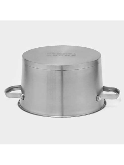 Кастрюля Magistro HiTech Steel, 5.2 л, d=24 см, h=14.5 см, с крышкой, слив для воды, капсульное дно, индукция, нержавеющая сталь, серебристая
