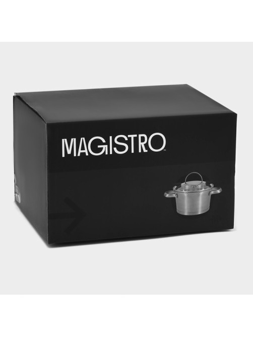 Кастрюля Magistro HiTech Steel, 5.2 л, d=24 см, h=14.5 см, с крышкой, слив для воды, капсульное дно, индукция, нержавеющая сталь, серебристая