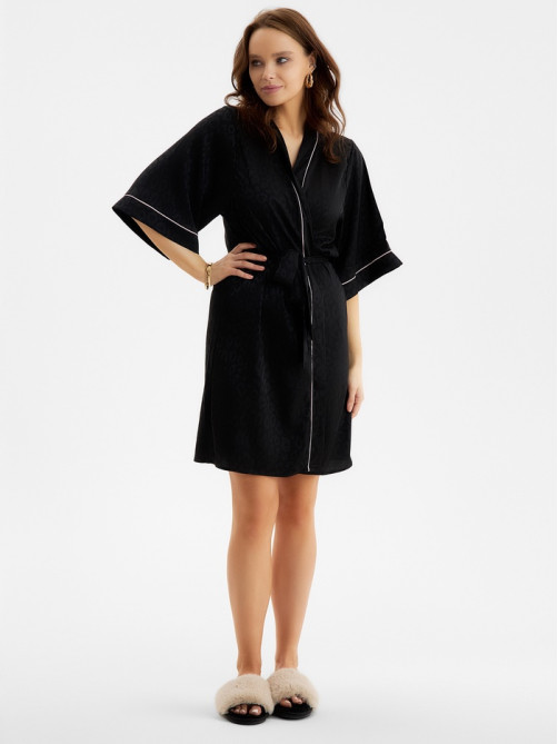 Халат домашний женский KAFTAN Leo black collection, размер 52-54, чёрный