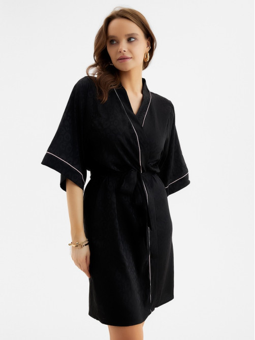 Халат домашний женский KAFTAN Leo black collection, размер 44-46, чёрный