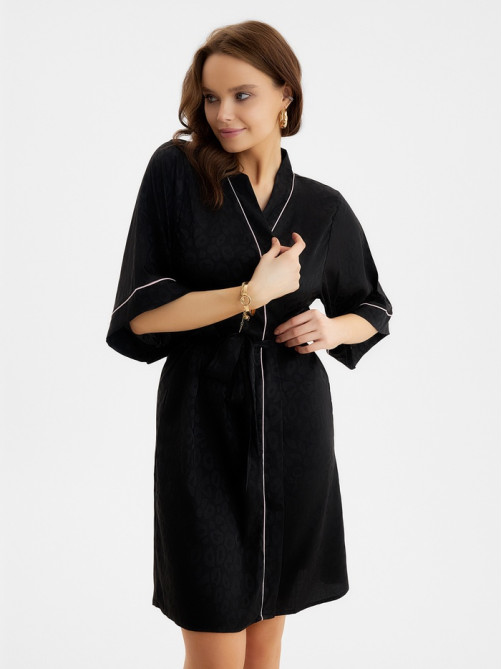 Халат домашний женский KAFTAN Leo black collection, размер 48-50, чёрный