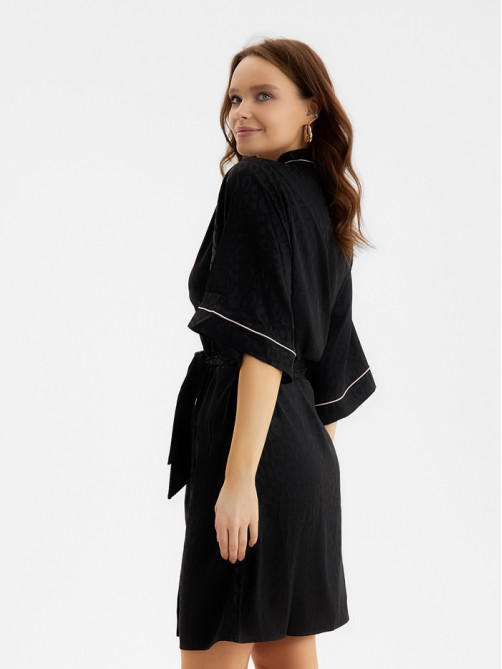 Халат домашний женский KAFTAN Leo black collection, размер 44-46, чёрный