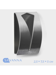 Крючок - держатель самоклеящийся SAVANNA Chrome Loft, для салфеток и полотенец, металл, 2.5×7.5×5 см, хромированный