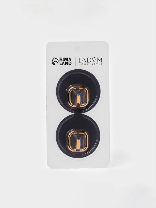 Набор самоклеящихся крючков LaDо́m Gold, 2 шт., 7×2.7×7 см