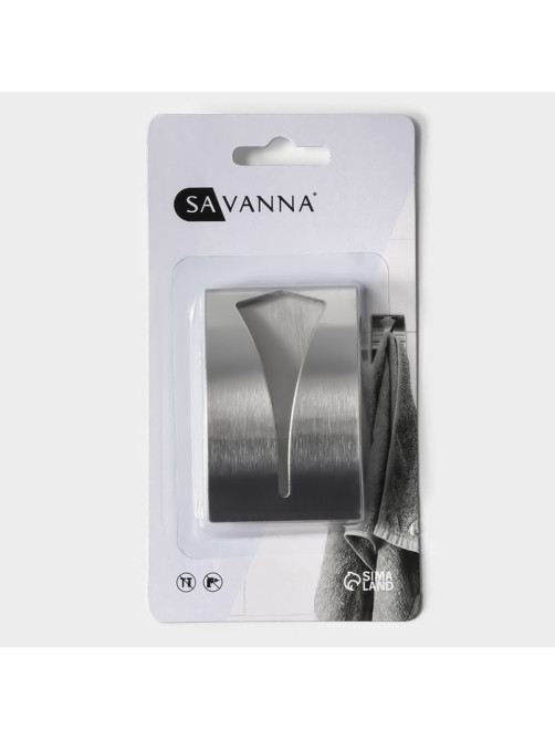 Крючок - держатель самоклеящийся SAVANNA Chrome Loft, для салфеток и полотенец, металл, 2.5×7.5×5 см, хромированный