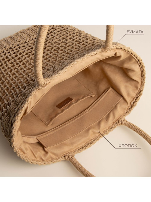 Сумка женская SL Home, ручное плетение, хлопок, длина ручек 18.5 см, 40×27 см