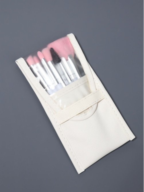 Набор кистей для макияжа COLOR POWER pink, 10 шт., в чехле, белый
