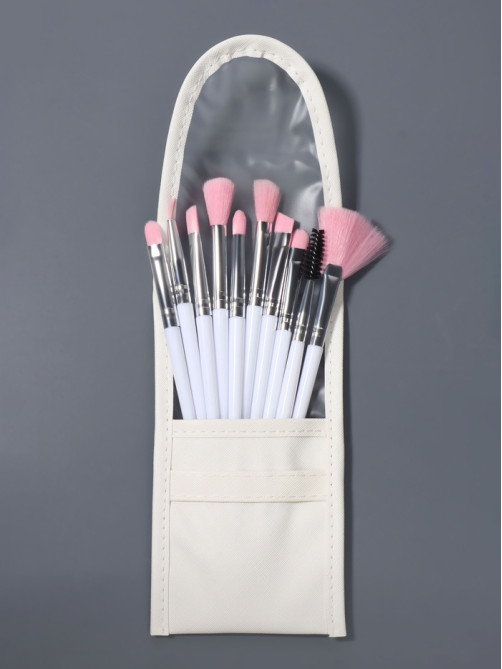 Набор кистей для макияжа COLOR POWER pink, 10 шт., в чехле, белый