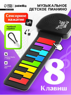 Музыкальное пианино, с сенсорным нажатием и карабином, детское ZABIAKA