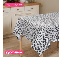 Скатерть на стол Доляна, 137×180 см, чёрно-белая