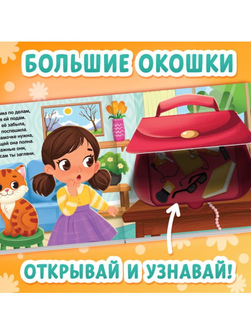 Картонные книги с окошками «Что внутри?», набор 3 шт. по 12 стр.