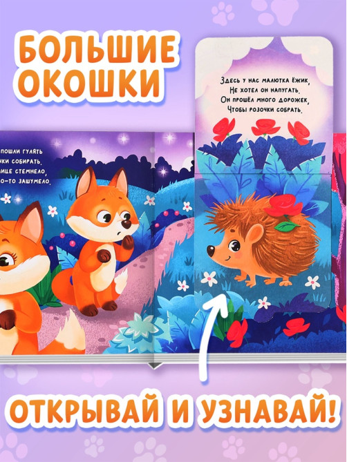 Книжки картонные с окошками, набор 6 шт. по 12 стр.