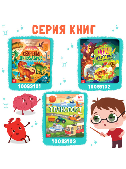 Книга с окошками «Как устроено моё тело?», 55 окошек, энциклопедия