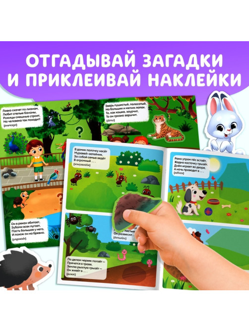 Книжки с наклейками - загадками, набор 2 шт., 60 наклеек, 3+