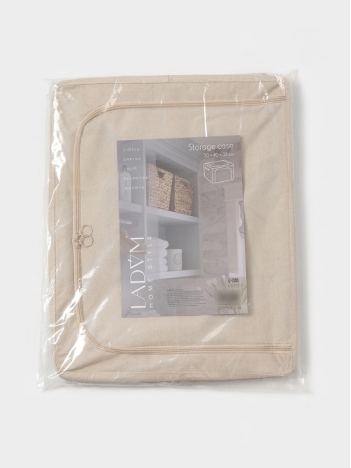 Кофр для хранения вещей LaDо́m, размеры 50×40×33 см, бежевый, материал батист